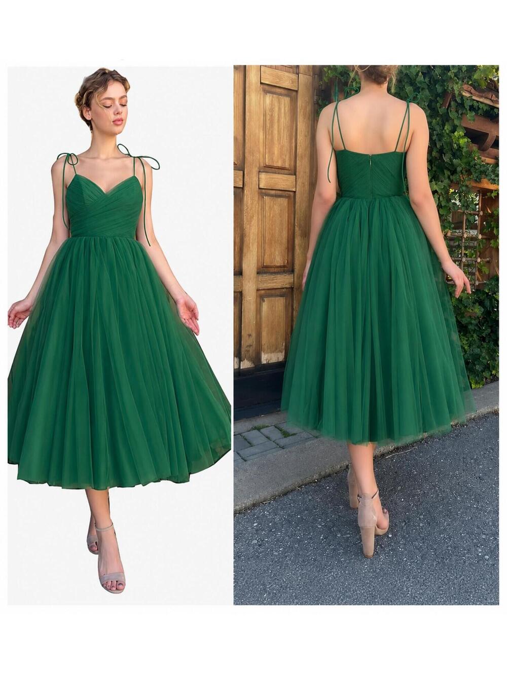 Green Tulle A-Line Dress, Size 4